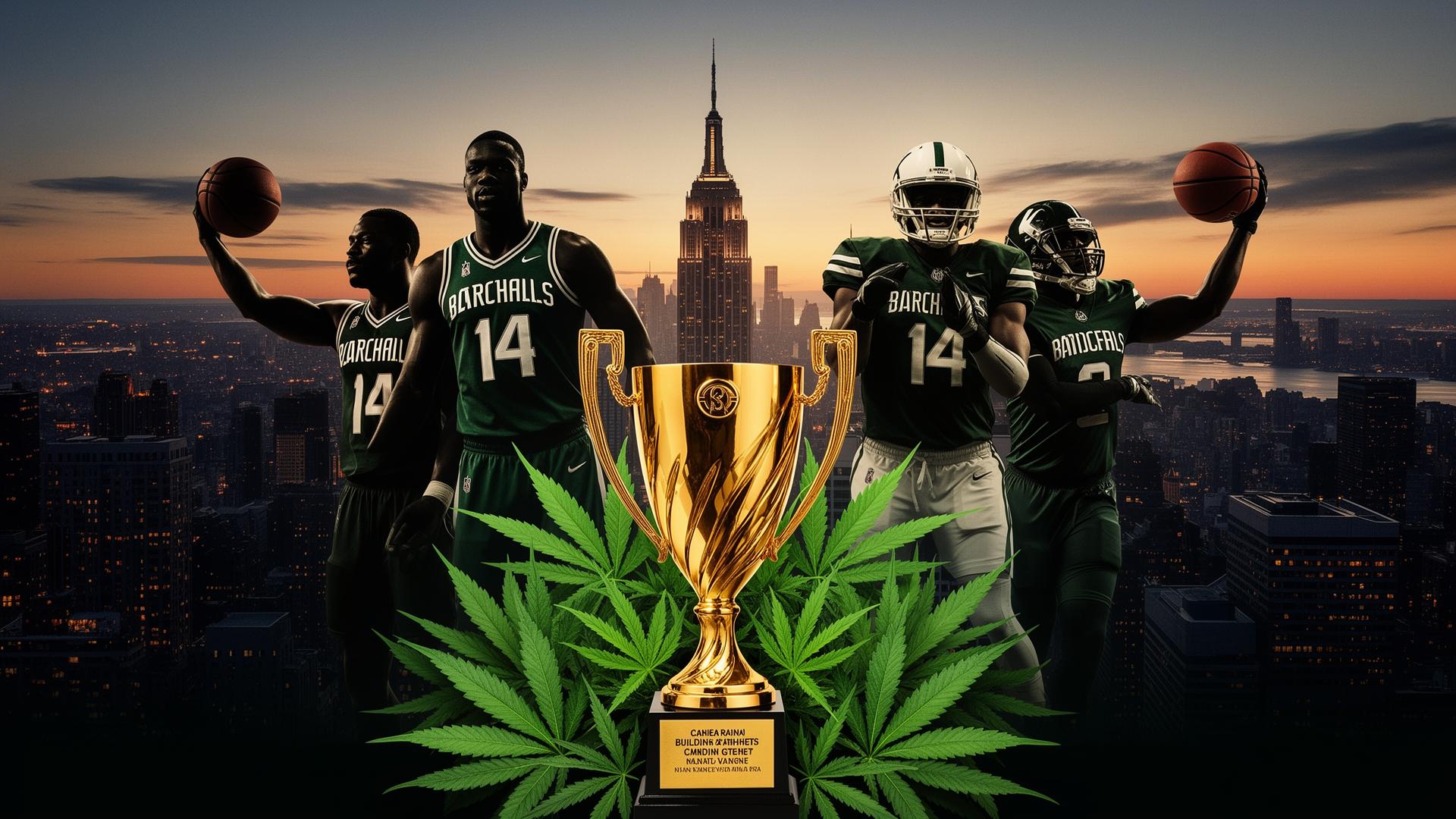 Editorial collage representing athlete-founded cannabis brands and the post-career cannabis industry.